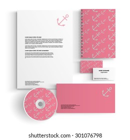  corporate identity template design with pink anchors