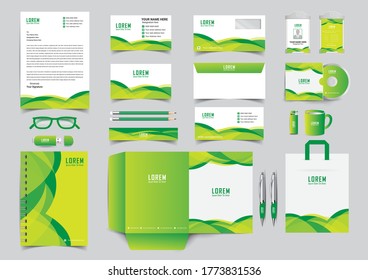 corporate identity template with digital elements. Vector company style for brand book and guideline. EPS 10