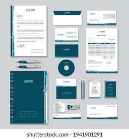 corporate identity template with digital elements. Vector company style for brand book and guideline. 