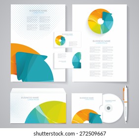 Corporate identity template with  geometric elements. Documentation for business.