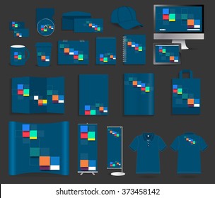 Corporate identity template, With Illustration of unusual modern material design vector background