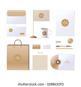 Corporate identity template. Logo and design elements. Golden style. 