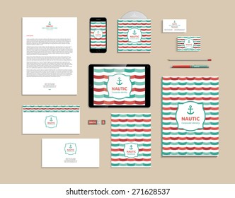 Corporate identity template, mock up nautical marine