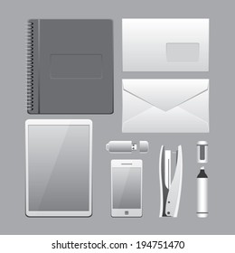Corporate identity template on the gray background. eps 10