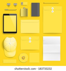 Corporate identity template on yellow background. Eps-10 with transparency.