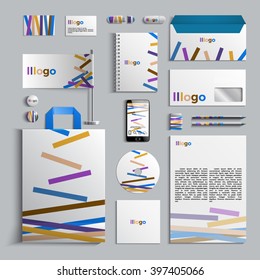 Corporate identity template with pattern of stripes. Colorful design. Vector company style for brandbook and guideline. EPS 10