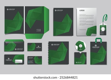 Corporate identity template. Realistic Business Stationery mockup with abstract geometric design. Stationery, brochure, bag, package for your brand. Vector illustration