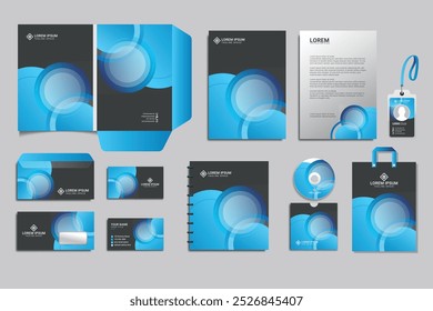 Corporate identity template. Realistic Business Stationery mockup with abstract geometric design. Stationery and  brochure, bag, package for your brand. Vector illustration