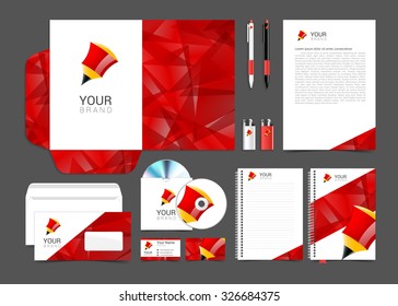 corporate identity template with red elements pencil.