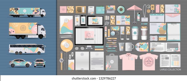 Corporate identity template set. Branding design. blank template. Business stationery mock-up with logo. large collection. Modern light style. Hand-drawn.