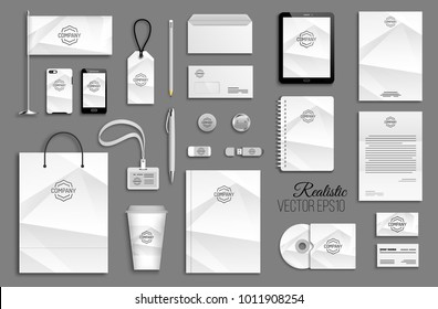 Corporate identity template set. Business stationery mock-up with logo. Branding design. Colorful geometric background.