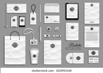 Corporate identity template set. Business stationery mock-up with logo. Branding design. Geometric background.