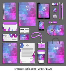 Corporate identity template set. Business stationery mock-up with logo. Branding design. Letter envelope, card, catalog, pen, pencil, badge, paper cup, notebook, tablet pc, mobile phone, letterhead