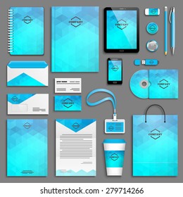 Corporate identity template set. Business stationery mock-up with logo. Branding design. Letter envelope, card, catalog, pen, pencil, badge, paper cup, notebook, tablet pc, mobile phone, letterhead