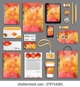 Corporate identity template set. Business stationery mock-up with logo. Branding design. Letter envelope, card, catalog, pen, pencil, badge, paper cup, notebook, tablet pc, mobile phone, letterhead