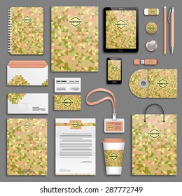 Corporate identity template set. Business stationery mock-up with logo. Branding design. Colorful geometric background.