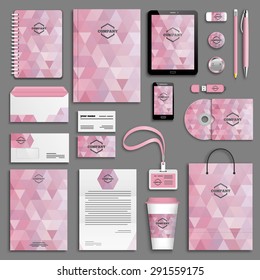 Corporate identity template set. Business stationery mock-up with logo. Branding design. Colorful geometric background.