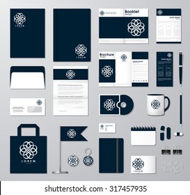 Corporate identity template set. Business mock-up with logo. Branding design.Envelope, card, catalog, pen, pencil, badge, mug, notebook, brochure design, stationery, disk