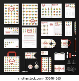 Corporate identity template set. Business stationery mock-up with colorful pattern and logo. Branding design.