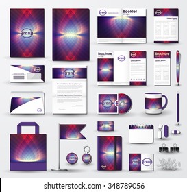 Corporate identity template set. Business stationery mock-up with abstract cosmic  background and logo. Branding design.