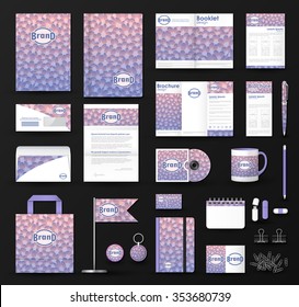 Corporate identity template set. Business stationery mock-up with geometric texture on blurred background and logo. Branding design.