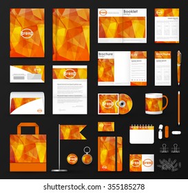 Corporate identity template set. Business stationery mock-up with  triangular background and logo. Branding design.