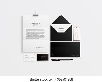 Corporate identity template set. Business stationery mock-up with logo template. Vector illustration.