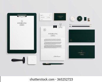 Corporate identity template set. Business stationery mock-up with logo template. Set of envelope, card, folder, etc. Vector illustration.