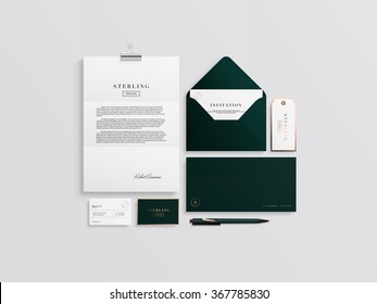 Corporate identity template set. Business stationery mock-up with logo template. Vector illustration.