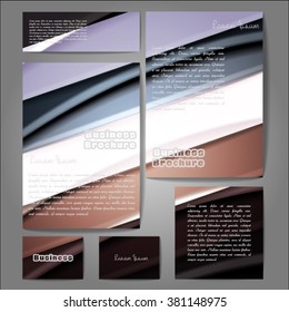 Corporate identity template set. Business stationery mock-up with colorful fading stripes. Branding design. Letter envelope, card, catalog, paper, notebook, presentation, letterhead. Vector