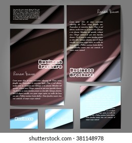 Corporate identity template set. Business stationery mock-up with colorful fading stripes. Branding design. Letter envelope, card, catalog, paper, notebook, presentation, letterhead. Vector