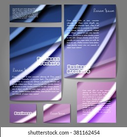 Corporate identity template set. Business stationery mock-up with colorful fading stripes. Branding design. Letter envelope, card, catalog, paper, notebook, presentation, letterhead. Vector
