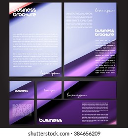 Corporate identity template set. Business stationery mock-up with colorful fading stripes. Branding design. Letter envelope, card, catalog, paper, notebook, presentation, letterhead. Vector