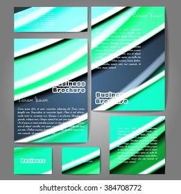 Corporate identity template set. Business stationery mock-up with colorful fading stripes. Branding design. Letter envelope, card, catalog, paper, notebook, presentation, letterhead. Vector