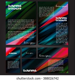 Corporate identity template set. Business stationery mock-up with colorful fading stripes. Branding design. Letter envelope, card, catalog, paper, notebook, presentation, letterhead. Vector