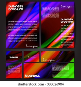 Corporate identity template set. Business stationery mock-up with colorful fading stripes. Branding design. Letter envelope, card, catalog, paper, notebook, presentation, letterhead. Vector