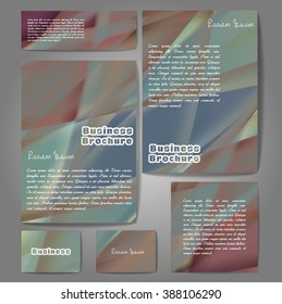 Corporate identity template set. Business stationery mock-up with colorful fading stripes. Branding design. Letter envelope, card, catalog, paper, notebook, presentation, letterhead. Vector