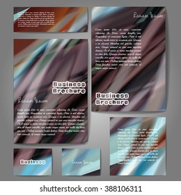 Corporate identity template set. Business stationery mock-up with colorful fading stripes. Branding design. Letter envelope, card, catalog, paper, notebook, presentation, letterhead. Vector