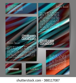 Corporate identity template set. Business stationery mock-up with colorful fading stripes. Branding design. Letter envelope, card, catalog, paper, notebook, presentation, letterhead. Vector