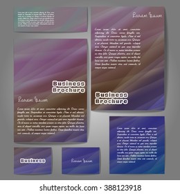 Corporate identity template set. Business stationery mock-up with colorful fading stripes. Branding design. Letter envelope, card, catalog, paper, notebook, presentation, letterhead. Vector