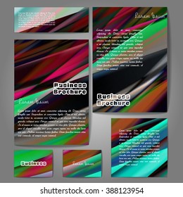 Corporate identity template set. Business stationery mock-up with colorful fading stripes. Branding design. Letter envelope, card, catalog, paper, notebook, presentation, letterhead. Vector