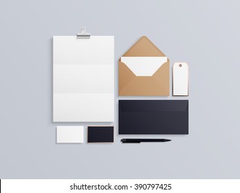 Corporate identity template set. Business stationery mock-up with logo template. Vector illustration.