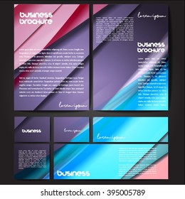 Corporate identity template set. Business stationery mock-up with colorful fading stripes. Branding design. Letter envelope, card, catalog, paper, notebook, presentation, letterhead. Vector