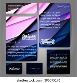 Corporate identity template set. Business stationery mock-up with colorful fading stripes. Branding design. Letter envelope, card, catalog, paper, notebook, presentation, letterhead. Vector