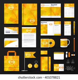 Corporate identity template set. Business stationery mock-up with  triangular background and logo. Branding design.