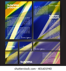 Corporate identity template set. Business stationery mock-up with colorful fading stripes. Branding design. Letter envelope, card, catalog, paper, notebook, presentation, letterhead. Vector
