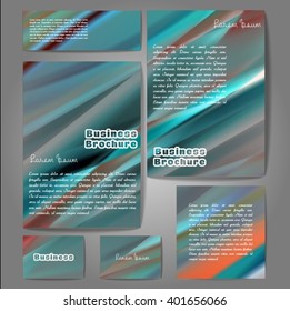 Corporate identity template set. Business stationery mock-up with colorful fading stripes. Branding design. Letter envelope, card, catalog, paper, notebook, presentation, letterhead. Vector