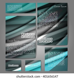 Corporate identity template set. Business stationery mock-up with colorful fading stripes. Branding design. Letter envelope, card, catalog, paper, notebook, presentation, letterhead. Vector