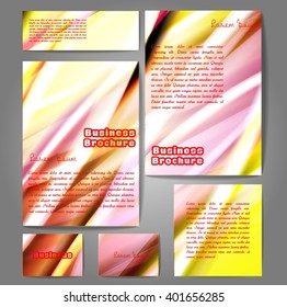 Corporate identity template set. Business stationery mock-up with colorful fading stripes. Branding design. Letter envelope, card, catalog, paper, notebook, presentation, letterhead. Vector