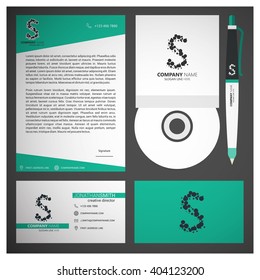 Corporate identity template set. Business stationery mock-up with logo. Branding design. Letter envelope, card, catalog, pen, pencil, badge, paper cup, notebook, tablet pc, mobile phone, letterhead